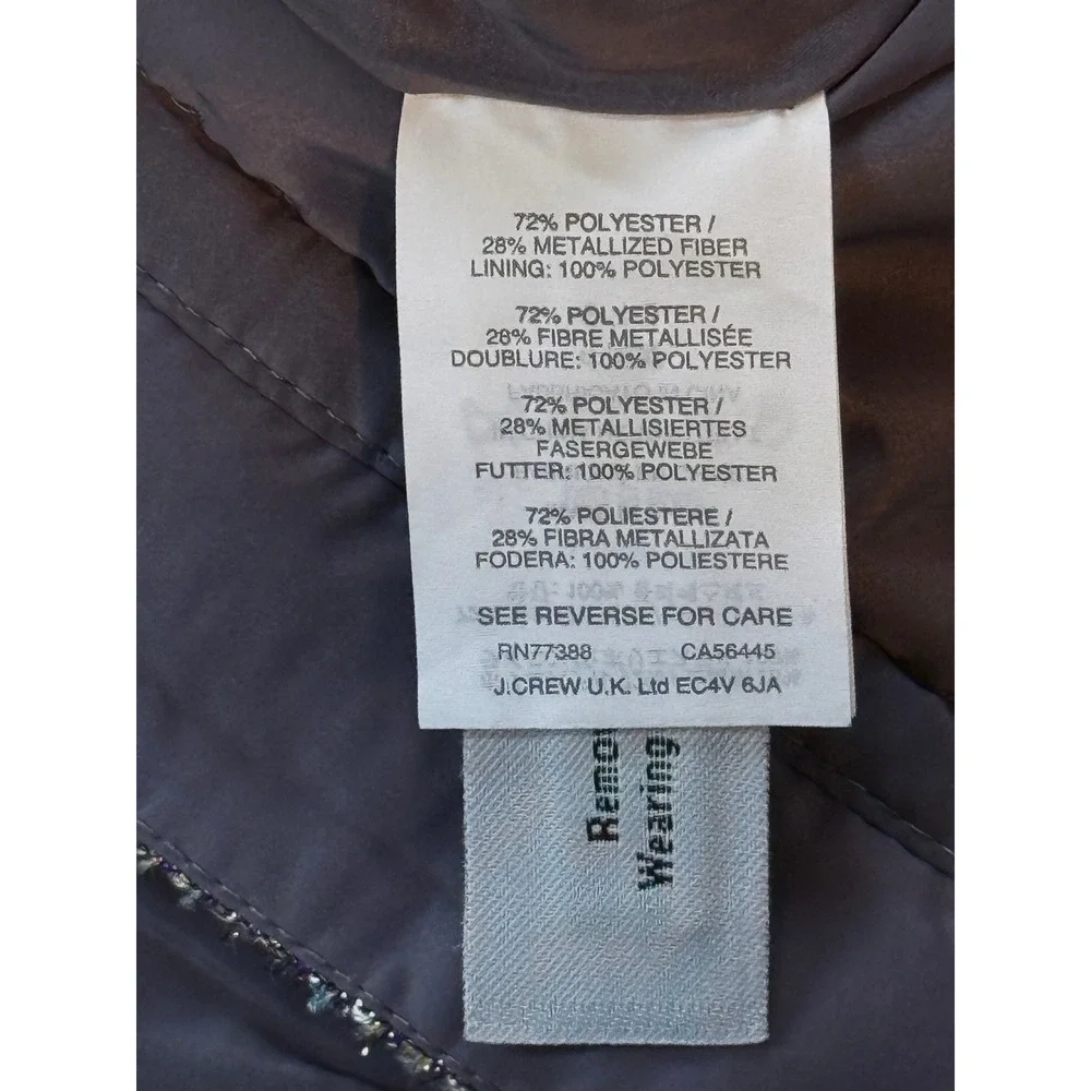 J.Crew Front‎ Zip Pencil Skirt in Sparkly Purple Gold Metallic Tweed Style E1246